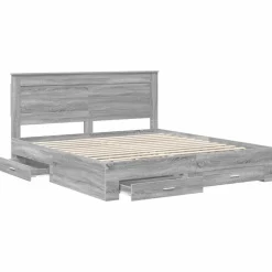 vidaXL Camas Y Accesorios-Estructura de cama con cajón con cabecera Madera contrachapada