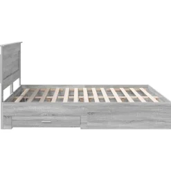 vidaXL Camas Y Accesorios-Estructura de cama con cajón con cabecera Madera contrachapada