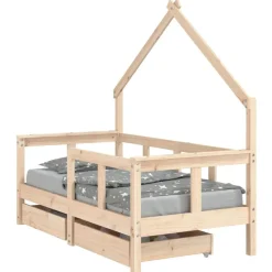 vidaXL Estructura de cama para niños con cajones madera pino 70x140 cm Natural Clearance