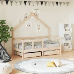 vidaXL Estructura de cama para niños con cajones madera pino 70x140 cm Natural Clearance