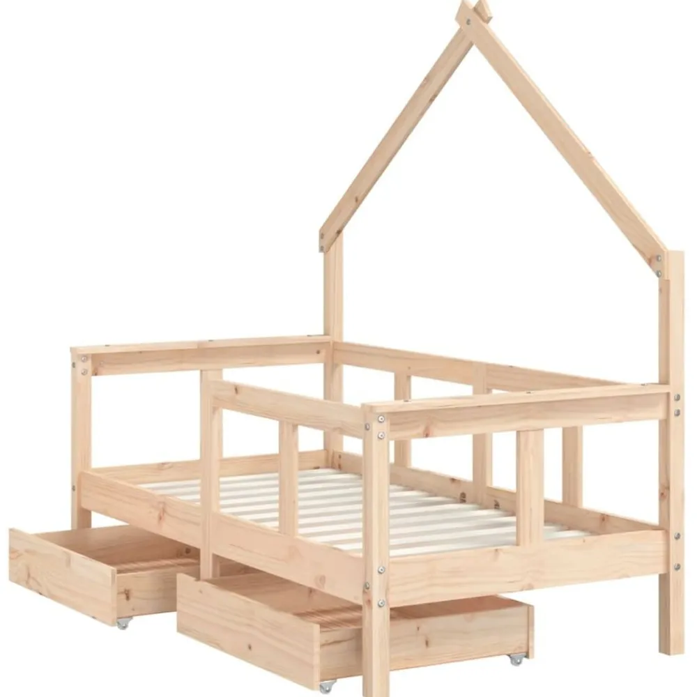 vidaXL Estructura de cama para niños con cajones madera pino 70x140 cm Natural Clearance