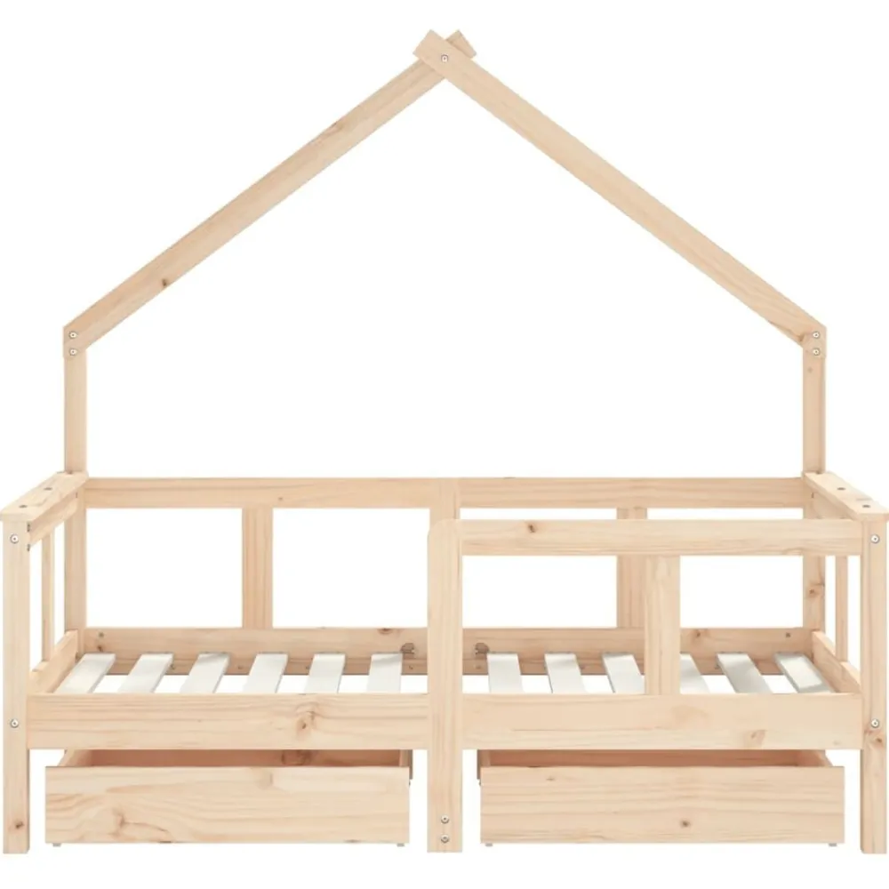 vidaXL Estructura de cama para niños con cajones madera pino 70x140 cm Natural Clearance