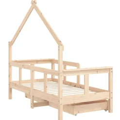 vidaXL Estructura de cama para niños con cajones madera pino 70x140 cm Natural Clearance
