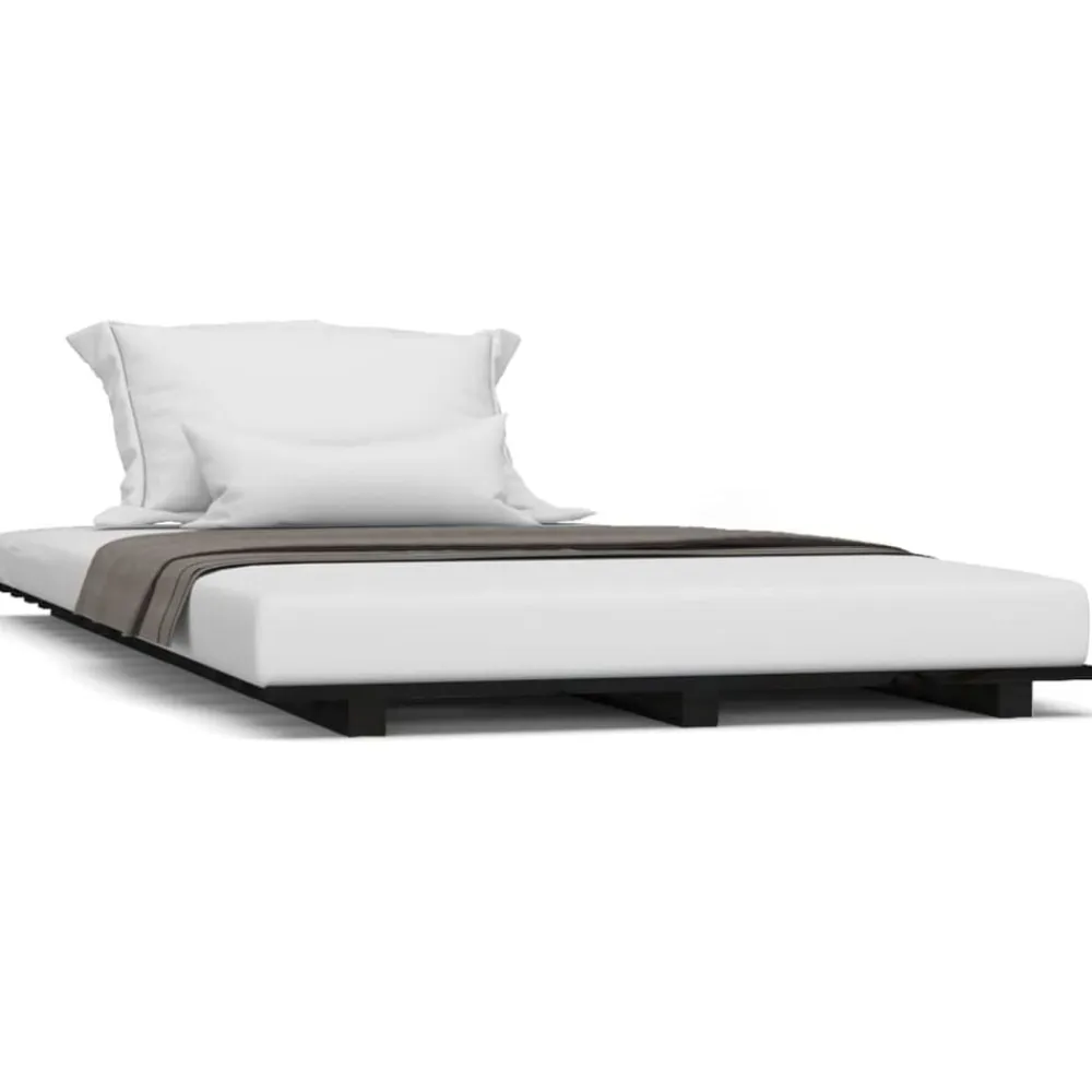 vidaXL Estructura de cama madera maciza de pino 100x200 cm Negro New