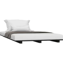 vidaXL Estructura de cama madera maciza de pino 100x200 cm Negro New