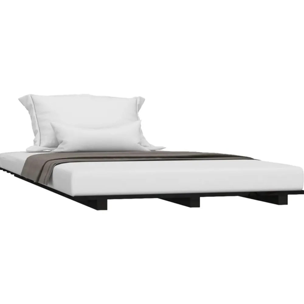 vidaXL Estructura de cama madera maciza de pino 100x200 cm Negro New