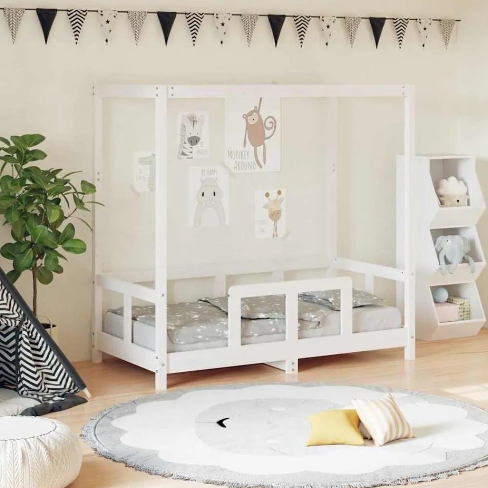 Niños vidaXL Mobiliario Para Bebés Y Niños Pequeños-Estructura de cama para niños madera de pino 70x140 cm
