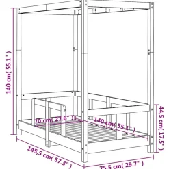 Niños vidaXL Mobiliario Para Bebés Y Niños Pequeños-Estructura de cama para niños madera de pino 70x140 cm