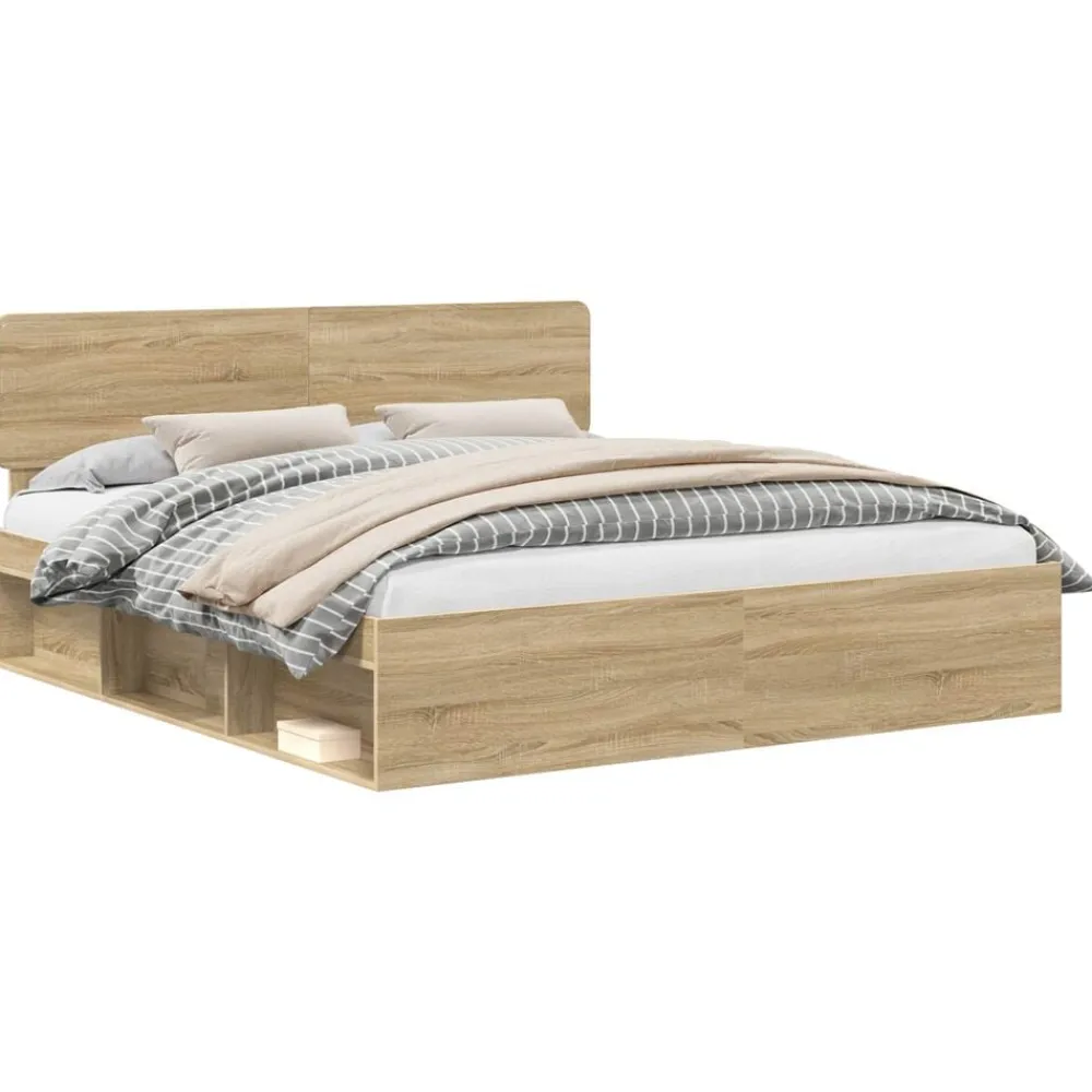 vidaXL Camas Y Accesorios-Estructura de cama Sonoma 200 x 200 cm Madera de pino macizo
