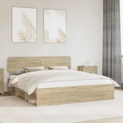 vidaXL Camas Y Accesorios-Estructura de cama Sonoma 200 x 200 cm Madera de pino macizo