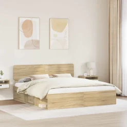 vidaXL Camas Y Accesorios-Estructura de cama Sonoma 200 x 200 cm Madera de pino macizo