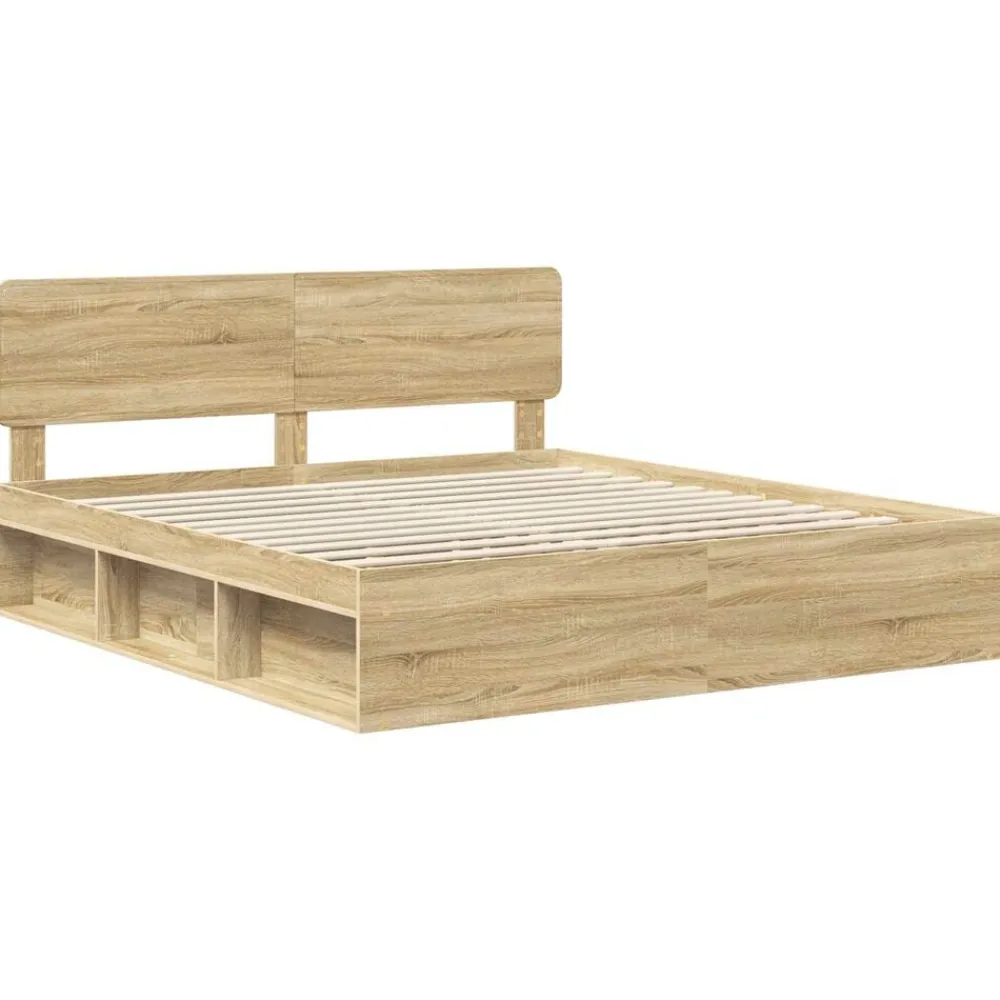 vidaXL Camas Y Accesorios-Estructura de cama Sonoma 200 x 200 cm Madera de pino macizo