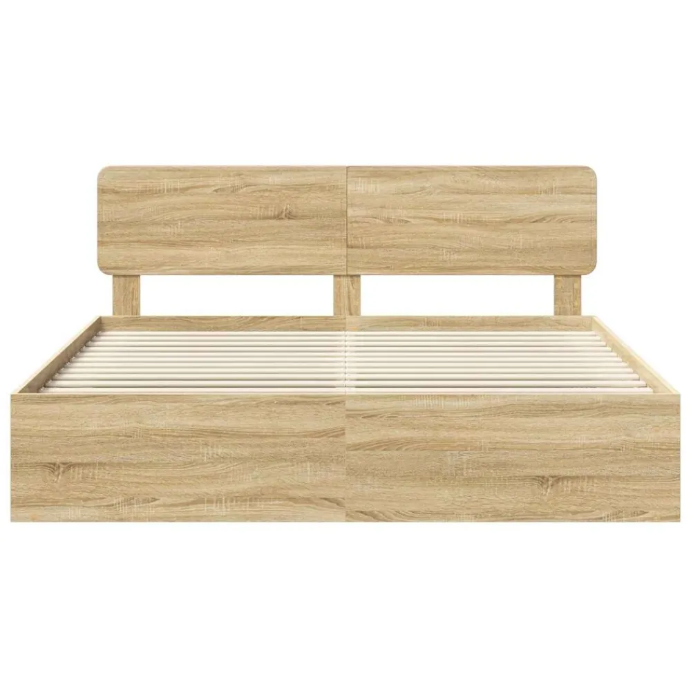 vidaXL Camas Y Accesorios-Estructura de cama Sonoma 200 x 200 cm Madera de pino macizo