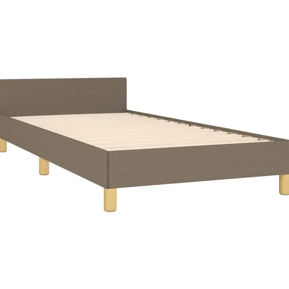 vidaXL Camas Y Accesorios-Estructura de cama con cabecero sin colchón tela taupe 80x200cm