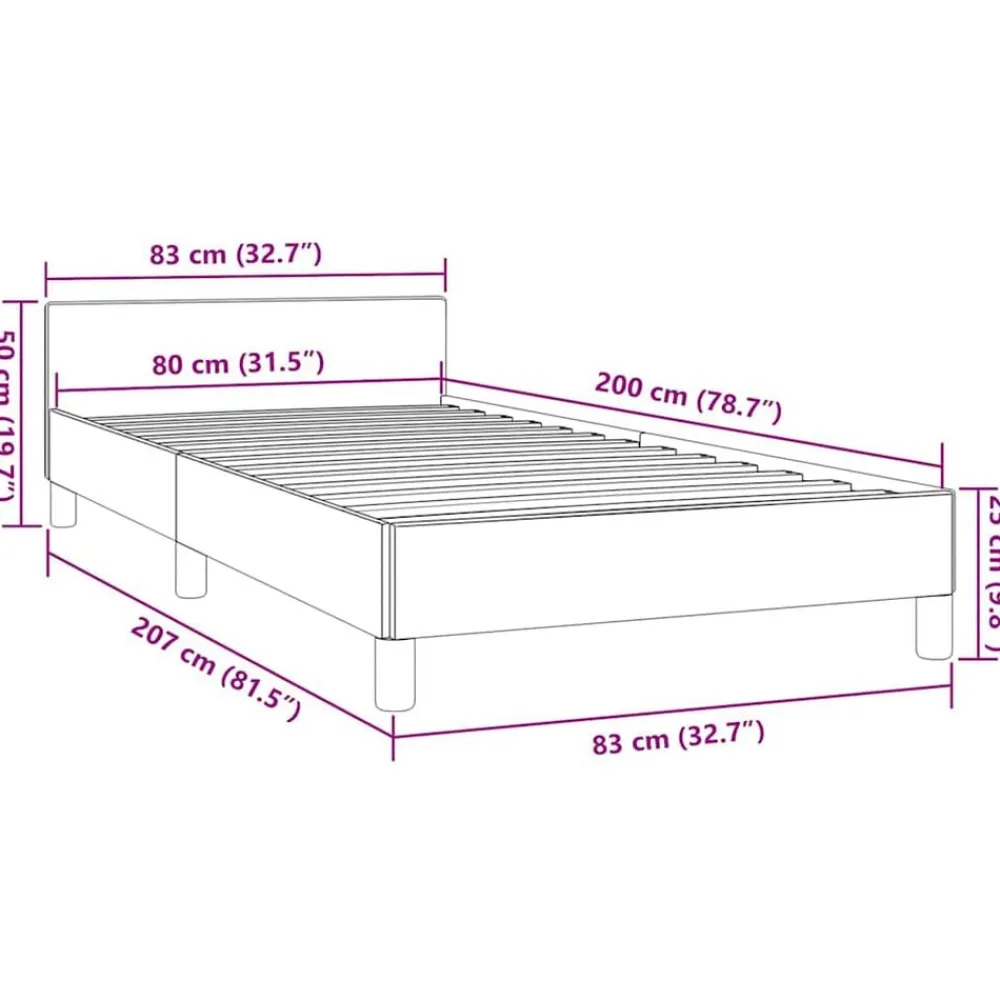 vidaXL Camas Y Accesorios-Estructura de cama con cabecero sin colchón tela taupe 80x200cm