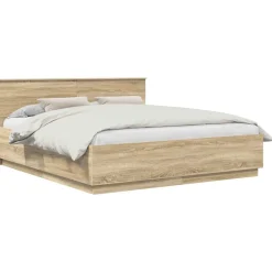 vidaXL Estructura de cama con tiras LED 200 x 200 cm Roble Sonoma Hot