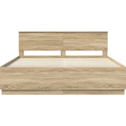 vidaXL Estructura de cama con tiras LED 200 x 200 cm Roble Sonoma Hot