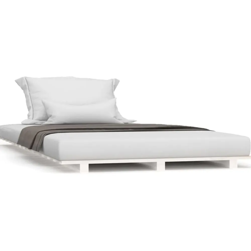 vidaXL Estructura de cama madera maciza de pino 90x200 cm Blanco