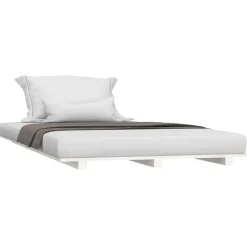 vidaXL Estructura de cama madera maciza de pino 90x200 cm Blanco