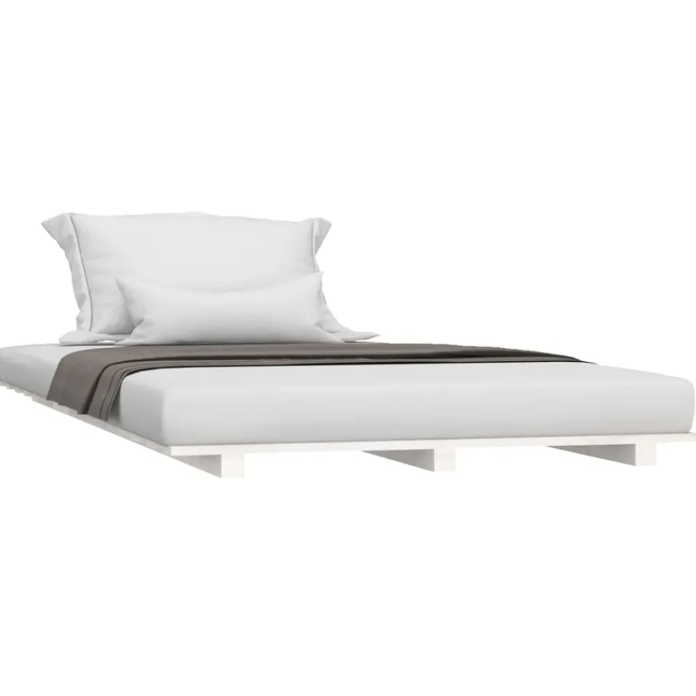 vidaXL Estructura de cama madera maciza de pino 90x200 cm Blanco