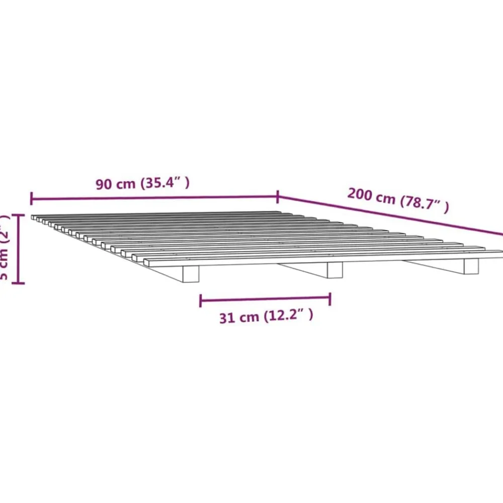 vidaXL Estructura de cama madera maciza de pino 90x200 cm Blanco