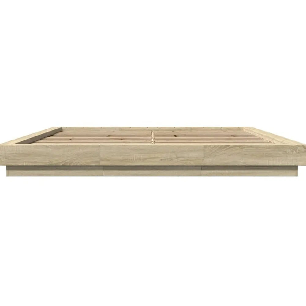 vidaXL Estructura de cama con luces LED madera 200x200 cm Roble Sonoma Clearance