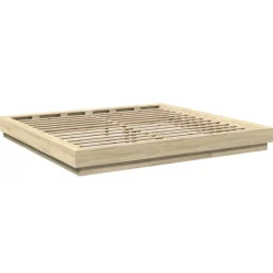 vidaXL Estructura de cama con luces LED madera 200x200 cm Roble Sonoma Clearance