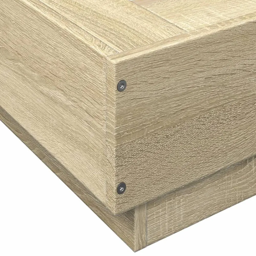 vidaXL Estructura de cama con luces LED madera 200x200 cm Roble Sonoma Clearance