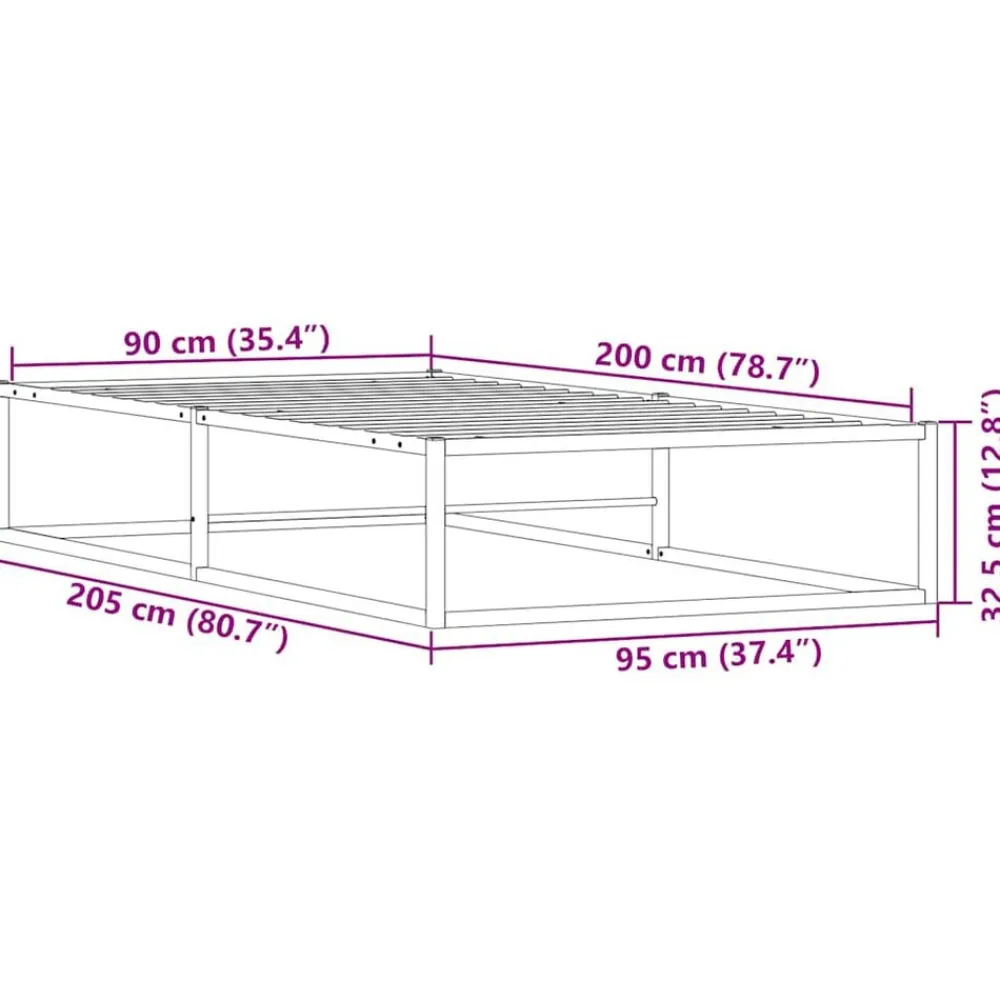 vidaXL Estructura de cama sin colchón de metal 90x200 cm Blanco