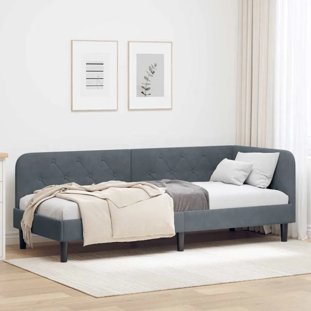 vidaXL Estructura de cama en esquina 80 x 200 cm Gris oscuro Best
