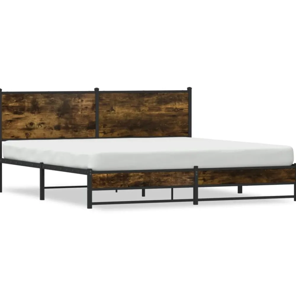 vidaXL Estructura de cama sin colchón metal 180x200 cm Roble ahumado Hot