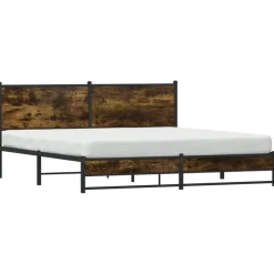 vidaXL Estructura de cama sin colchón metal 180x200 cm Roble ahumado Hot