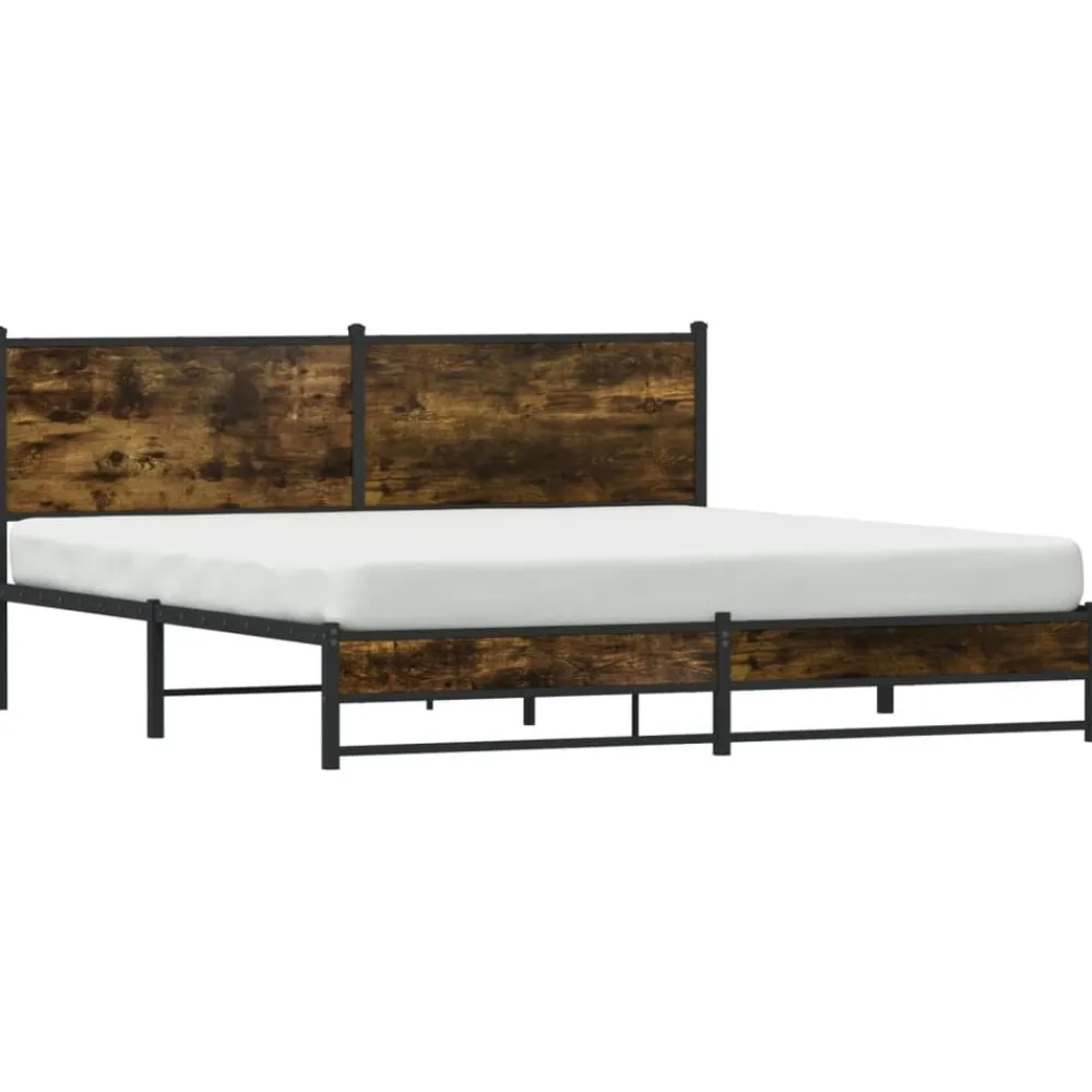 vidaXL Estructura de cama sin colchón metal 180x200 cm Roble ahumado Hot