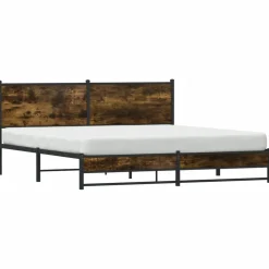 vidaXL Estructura de cama sin colchón metal 180x200 cm Roble ahumado Hot