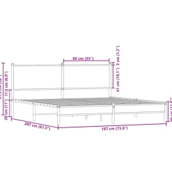 vidaXL Estructura de cama sin colchón metal 180x200 cm Roble ahumado Hot