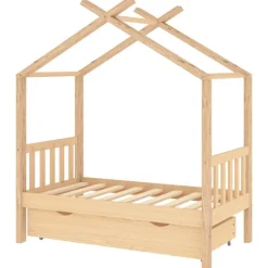 vidaXL Estructura de cama infantil con cajón madera de pino 70x140 cm Marrón New