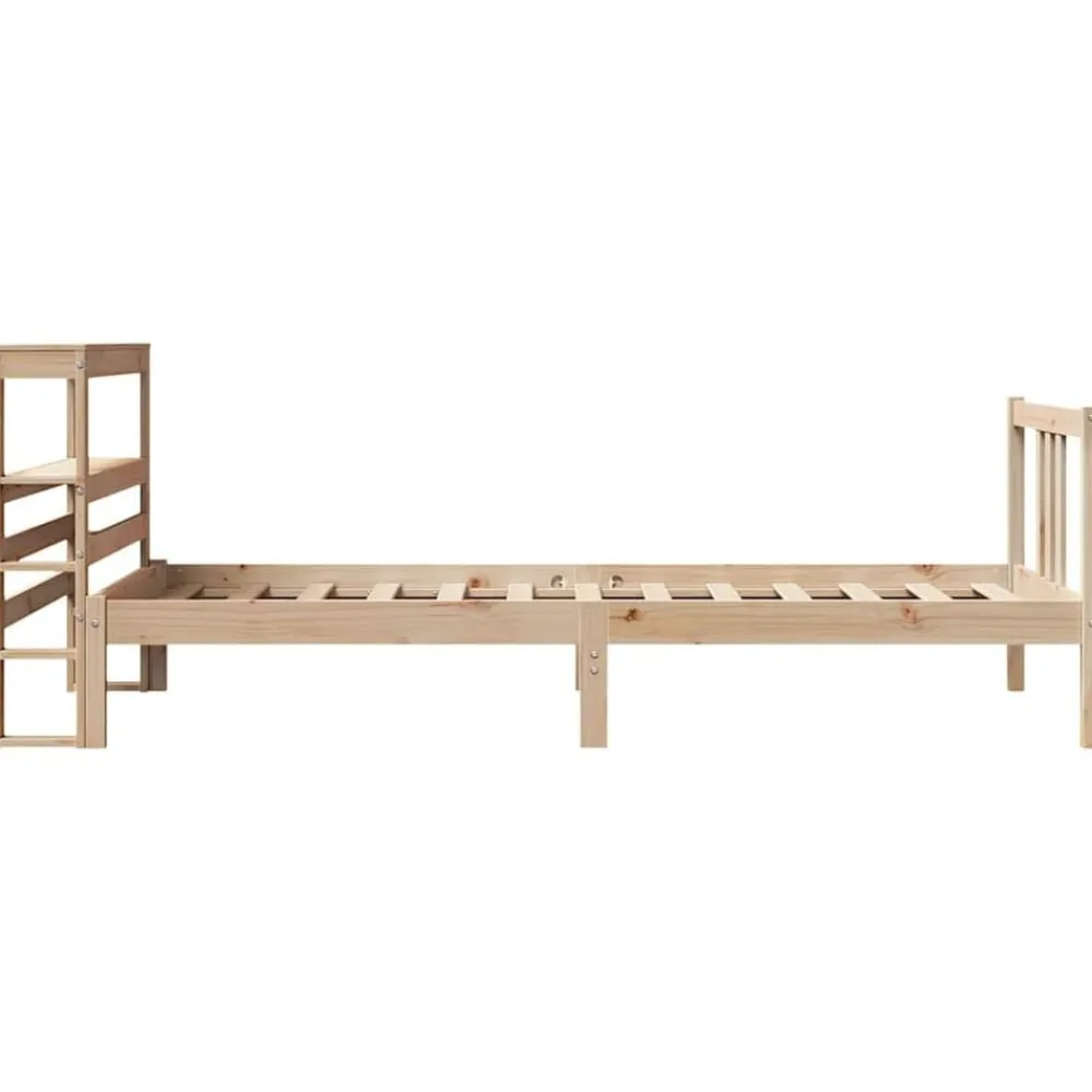 vidaXL Estructura de cama con cabecero madera maciza pino 75x190 cm Natural Hot
