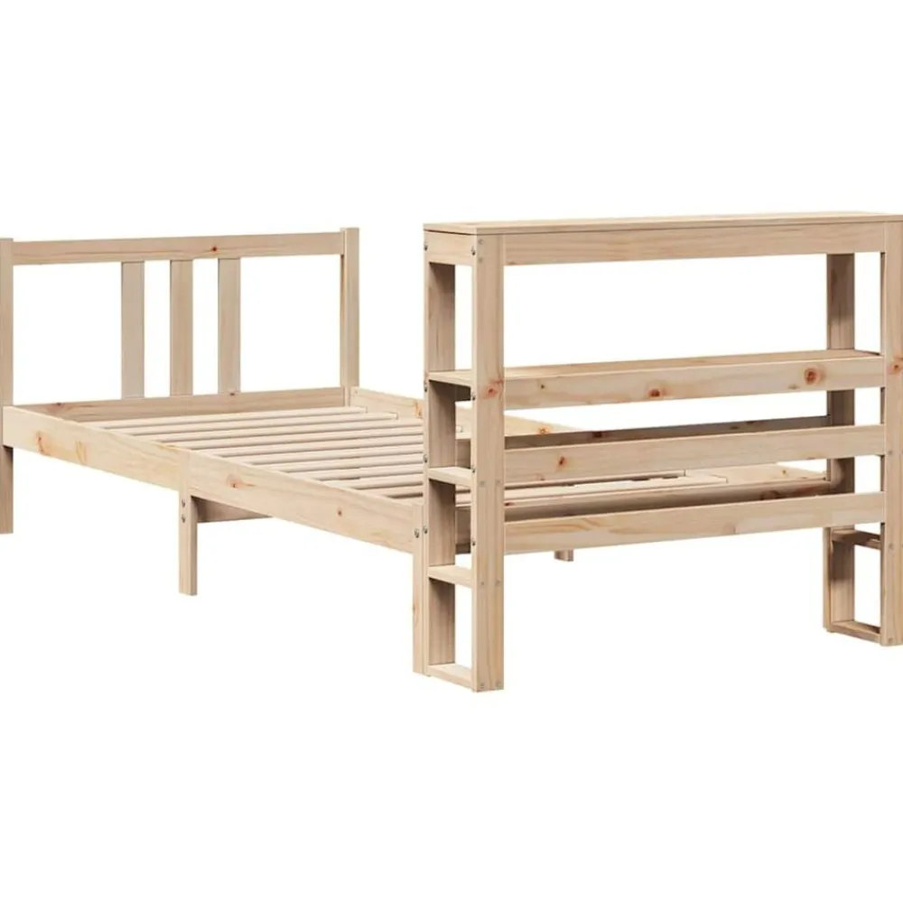 vidaXL Estructura de cama con cabecero madera maciza pino 75x190 cm Natural Hot