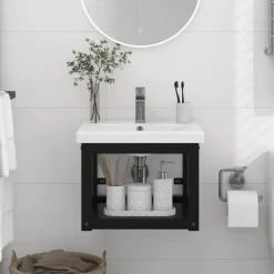 vidaXL Estructura de lavabo suspendido hierro 40x38x31 cm Negro Hot