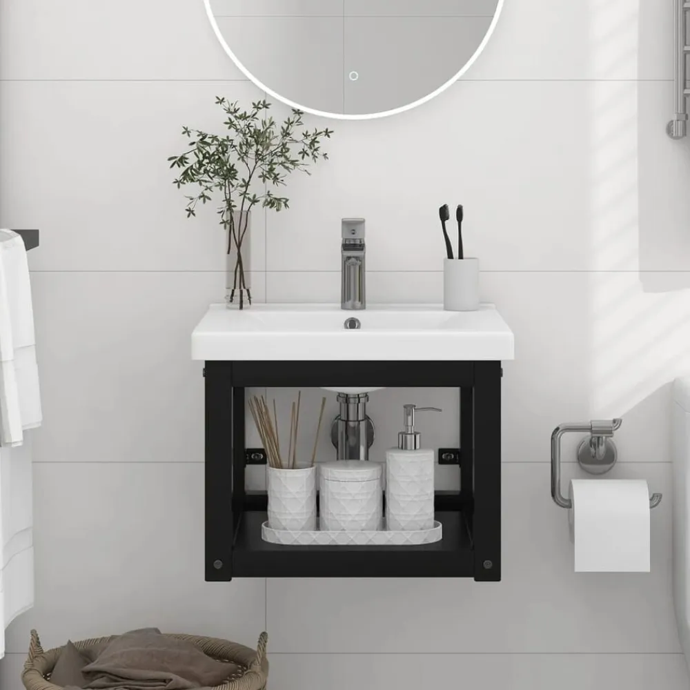 vidaXL Estructura de lavabo suspendido hierro 40x38x31 cm Negro Hot