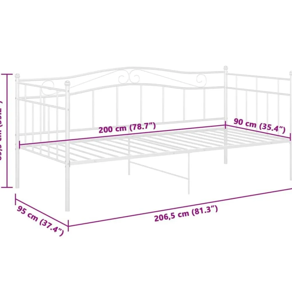 vidaXL Estructura de sofá cama sin colchón metal 90x200 cm Blanco