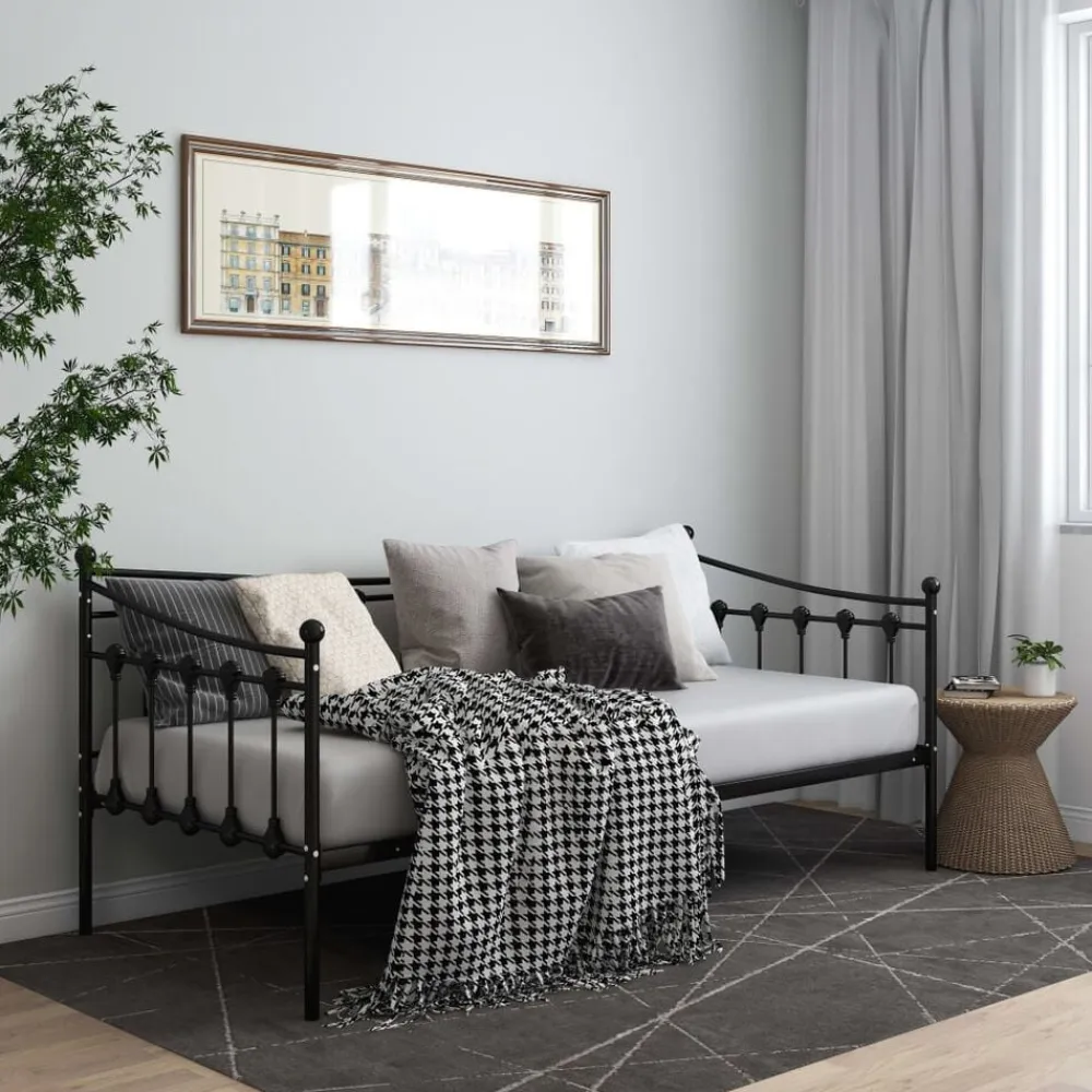 vidaXL Estructura de sofá cama sin colchón metal 90x200 cm Negro New