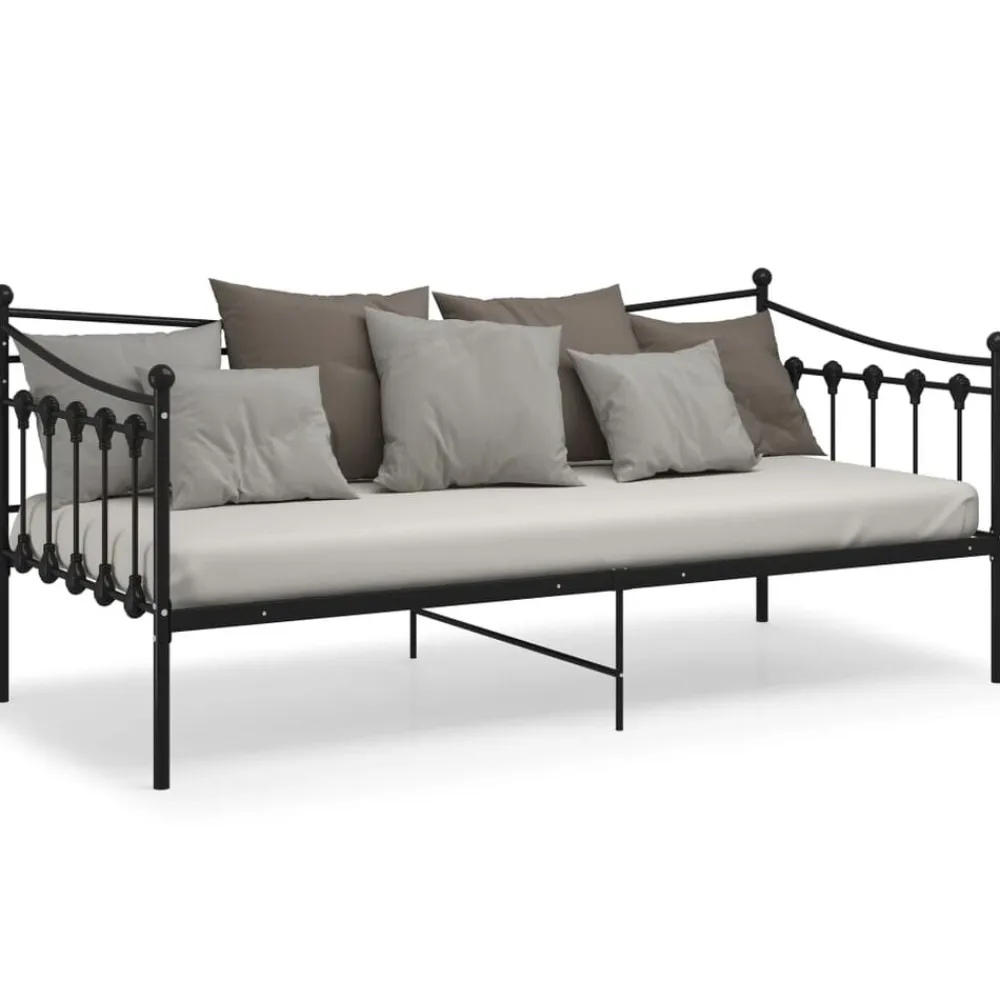 vidaXL Estructura de sofá cama sin colchón metal 90x200 cm Negro New