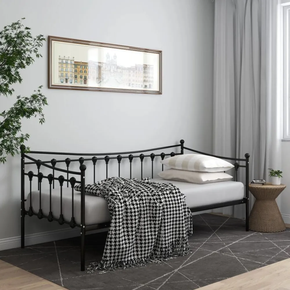 vidaXL Estructura de sofá cama sin colchón metal 90x200 cm Negro New