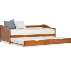 vidaXL Estructura sofá cama extraíble sin colchón marrón miel 90x200cm Marr&oacute;n miel New