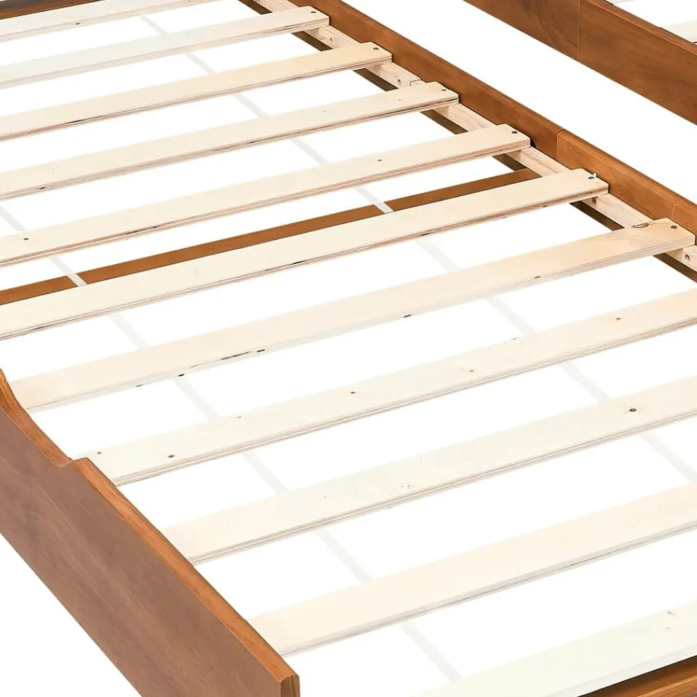 vidaXL Estructura sofá cama extraíble sin colchón marrón miel 90x200cm Marrón miel New