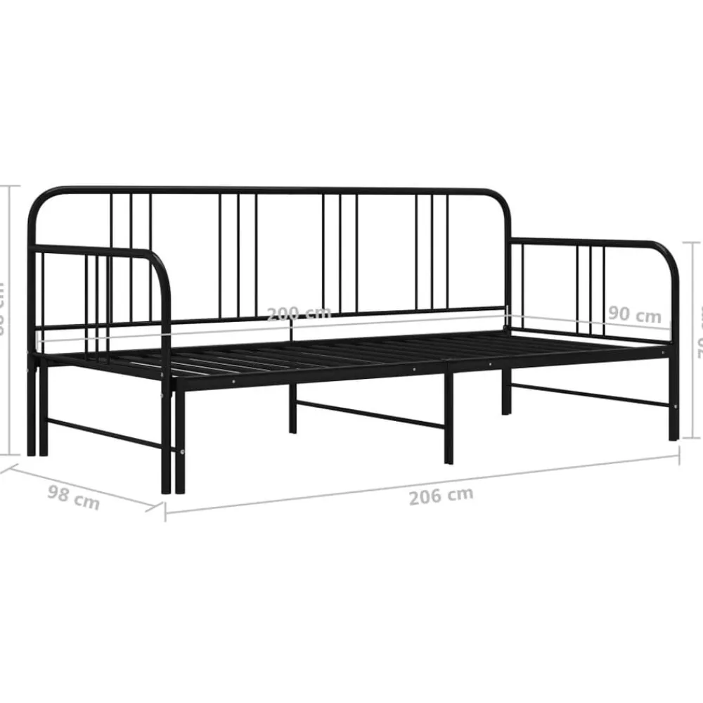 vidaXL Camas Y Accesorios-Estructura sofá cama extraíble sin colchón metal 90x200cm