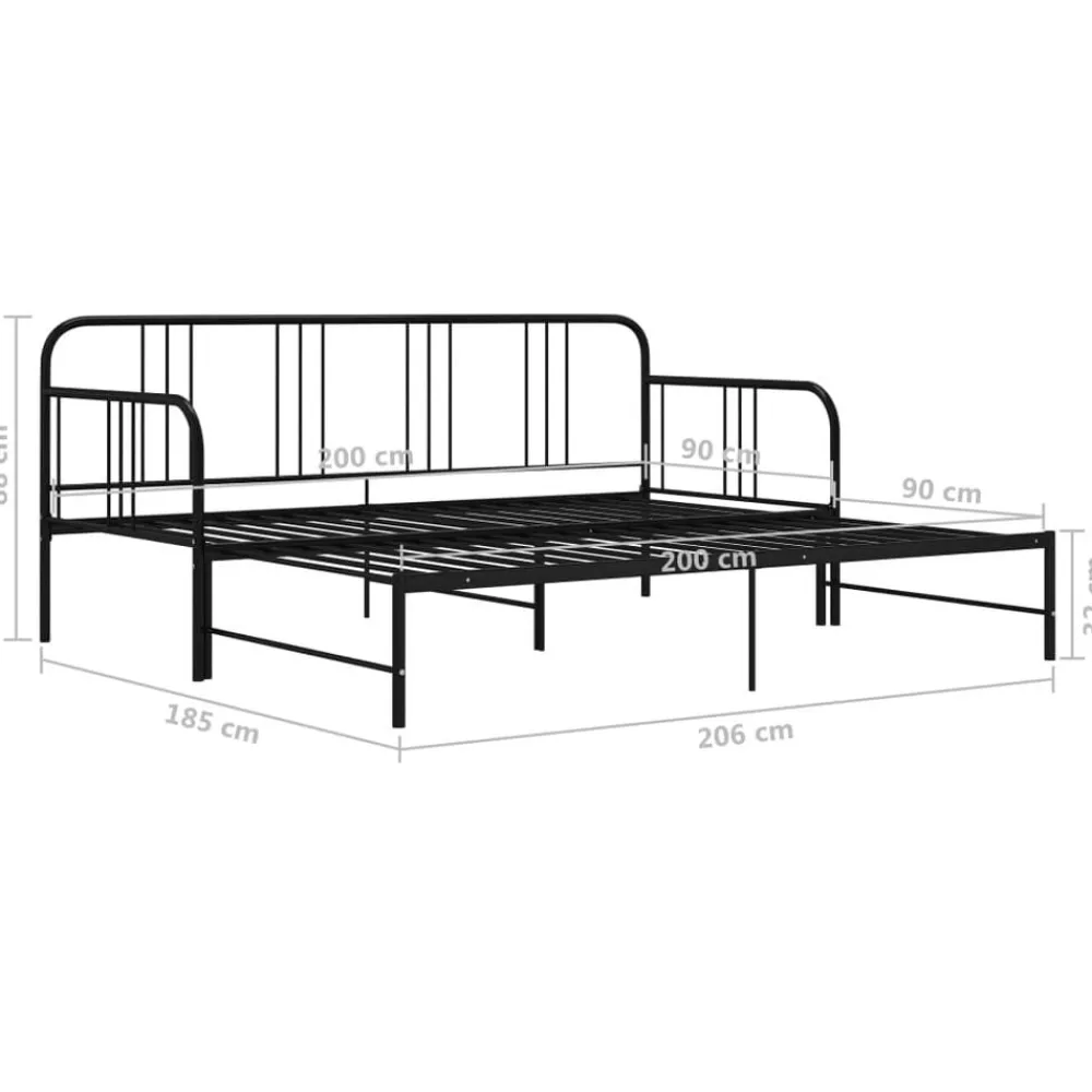 vidaXL Camas Y Accesorios-Estructura sofá cama extraíble sin colchón metal 90x200cm