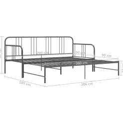 vidaXL Camas Y Accesorios-Estructura sofá cama extraíble sin colchón metal 90x200 cm