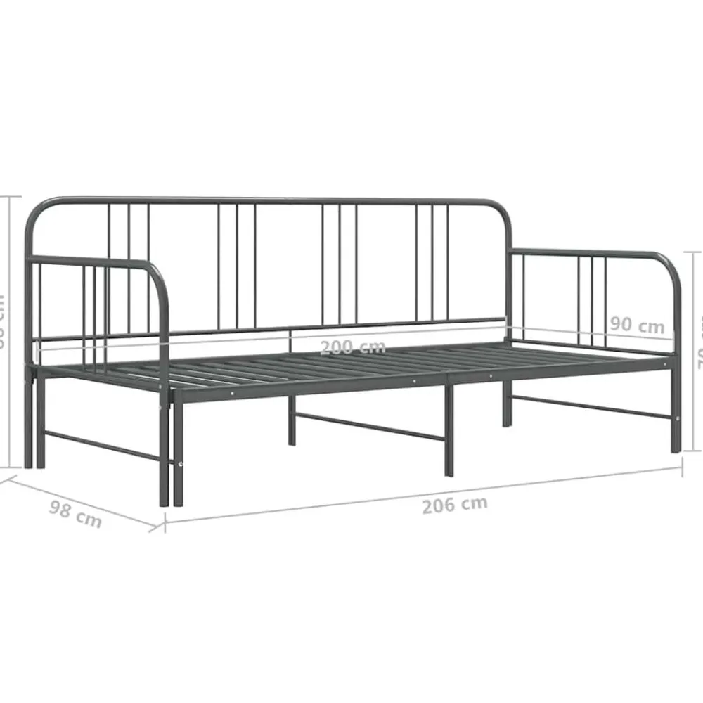 vidaXL Camas Y Accesorios-Estructura sofá cama extraíble sin colchón metal 90x200 cm